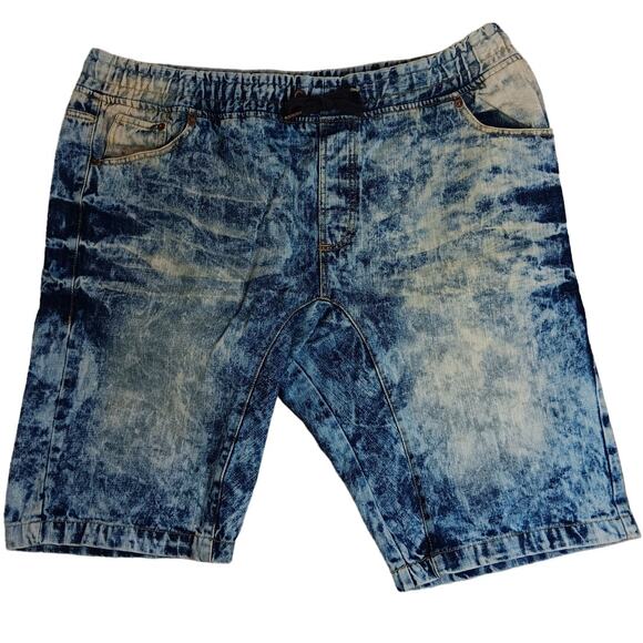 Southpole Acid Wash Denim Shorts 3XB Blue Pull On Drawstring Wide Big Man Street - Picture 1 of 16